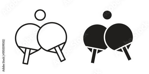 Ping pong icon concept. Glyph and line vector illustrations on white background