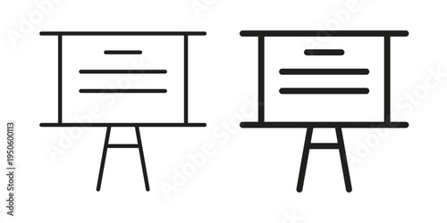 Presentation icon concept. Glyph and line vector illustrations on white background