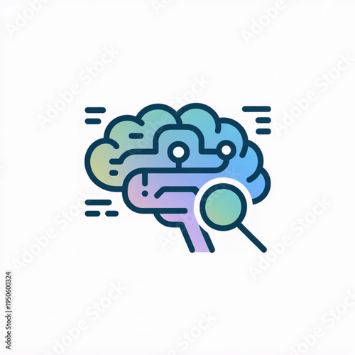 Illustration of a brain being examined with a magnifying glass