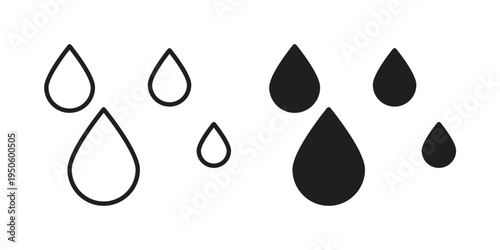 Raindrops icon concept. Glyph and line vector illustrations on white background