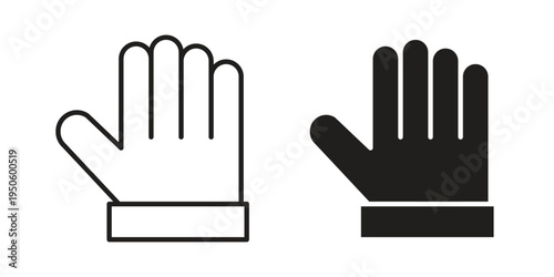 Raised hand icon concept. Glyph and line vector illustrations on white background