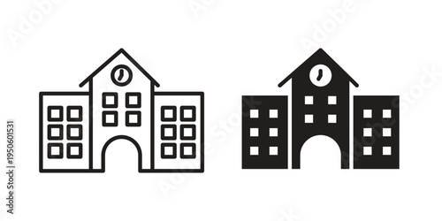 school icon concept. Glyph and line vector illustrations on white background