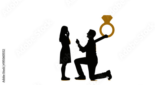 Man proposing to a woman.