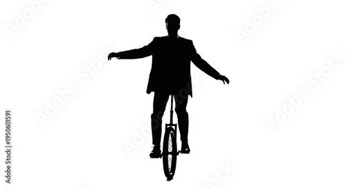 Man riding a unicycle balancing act.