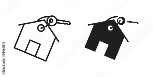 Selling or rent home icon concept. Glyph and line vector illustrations on white background