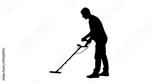 Man using metal detector outdoors.