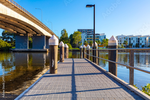 Canvas Print Photograph of a small jetty on the Parramatta River near the Silverwater Road Br