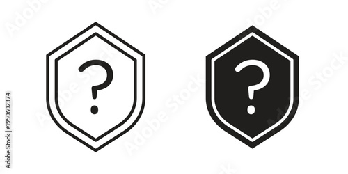Shield interrogation icon concept. Glyph and line vector illustrations on white background