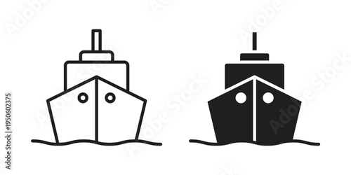 Ship icon concept. Glyph and line vector illustrations on white background