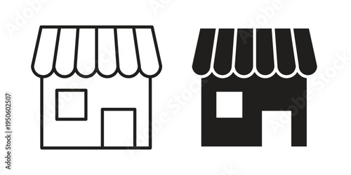 Shop icon concept. Glyph and line vector illustrations on white background