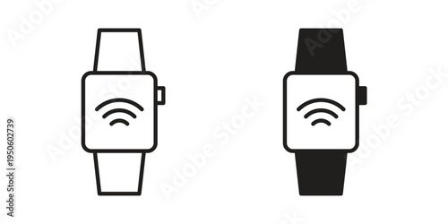 Smartwatch icon concept. Glyph and line vector illustrations on white background