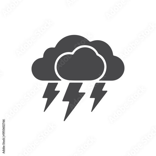 Thunderstorm Weather Icon – Storm Weather Symbol for Rain Forecast, Climate Alert and Meteorology Design.