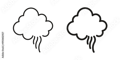 Smoke icon concept. Glyph and line vector illustrations on white background