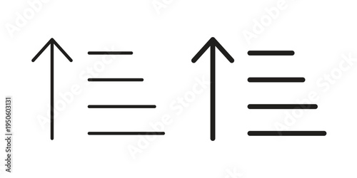 Sort amount up icon concept. Glyph and line vector illustrations on white background