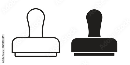 Stamp icon concept. Glyph and line vector illustrations on white background