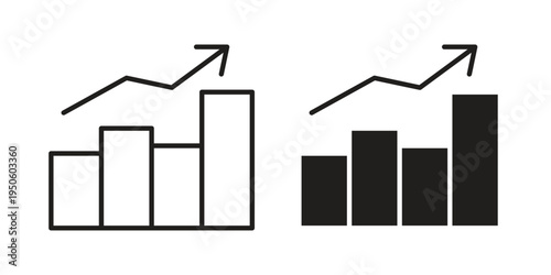 Stats icon concept. Glyph and line vector illustrations on white background