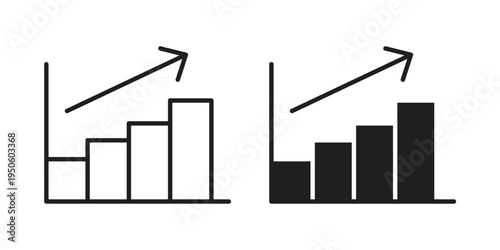Stats icon concept. Glyph and line vector illustrations on white background