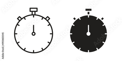 Stopwatch icon concept. Glyph and line vector illustrations on white background