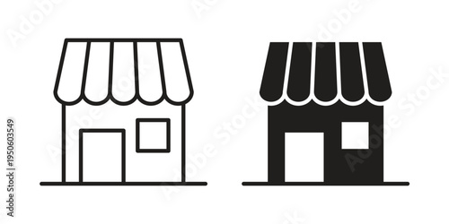 Store icon concept. Glyph and line vector illustrations on white background
