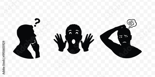 Silhouette of a man thinking, hand on chin, with a question mark overhead