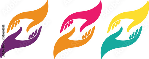 Modern Abstract Helping Hands Community Logo Collection