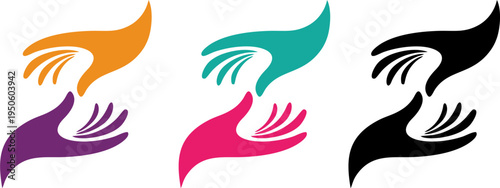 Colorful Helping Hands Care Charity Logo Icon Set