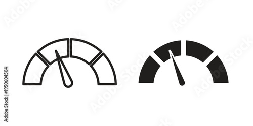 Tachometer icon concept. Glyph and line vector illustrations on white background