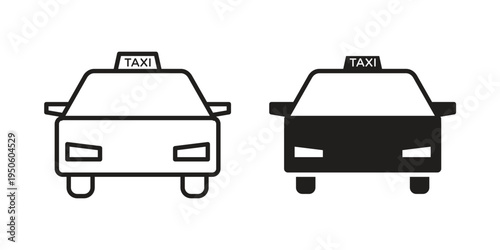 Taxi icon concept. Glyph and line vector illustrations on white background