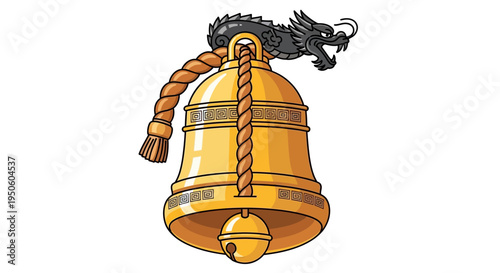 Golden Dragon Bell with Rope and Tassel