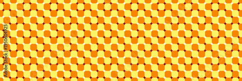 A yellow and orange wavy checkered pattern in a groove style. A checkered background with optical illusion and distorted squares. Vector retro-abstract design for posters, wallpaper, textiles, and pac