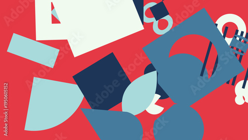 Abstract Shapes on Red Background vector pattern background