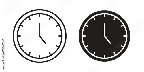 Time clock icon concept. Glyph and line vector illustrations on white background