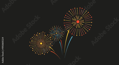 Colorful Fireworks Bursting in Night Sky - Celebration and Event Background