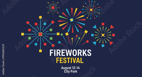 Colorful Fireworks Festival Celebration Event Announcement Poster