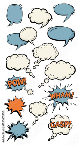 Comic Book Speech Bubbles and Sound Effects - POW, WHAM, GASP
