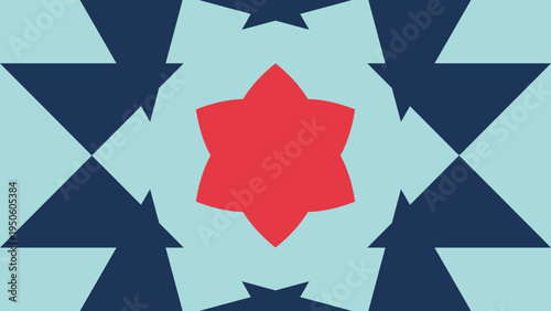 Abstract Geometric Seamless Pattern Design in Red and Blue vector pattern background