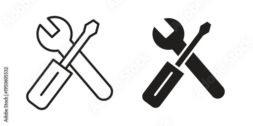 Tools and Service icon concept. Glyph and line vector illustrations on white background