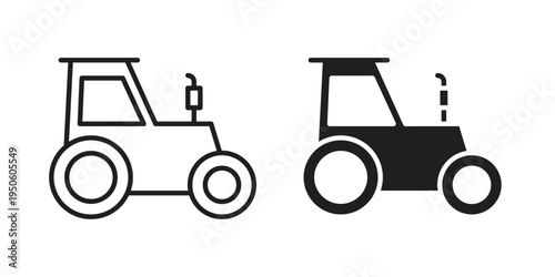 Tractor icon concept. Glyph and line vector illustrations on white background