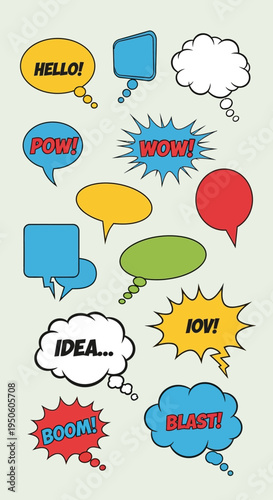 Speech Bubbles Collection: Comic Style, Pop Art, Communication, Ideas, and Emotions