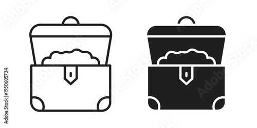 Treasure chest icon concept. Glyph and line vector illustrations on white background