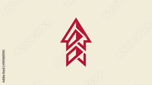 Abstract Red Arrow Symbol Upward Movement.