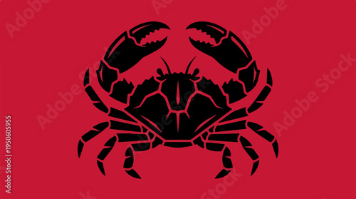 Black Crab Silhouette on a Red Background.