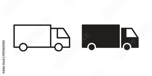 Truck icon concept. Glyph and line vector illustrations on white background