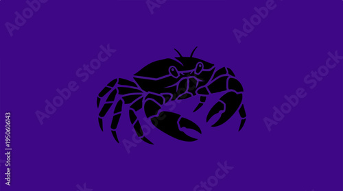 Dark Crab Silhouette on a Deep Purple Background.