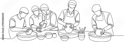 cooks preparing food in kitchen