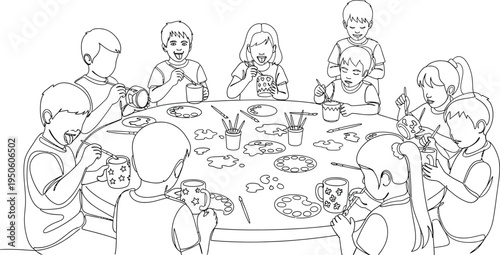 family dinner table with kids eating