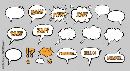 Comic Book Speech Bubbles and Sound Effects Collection - Vector Art