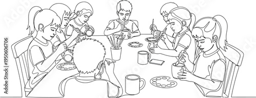 people sitting at a table eating