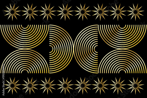 Abstract Vintage Poster Print Surface. Elegant Glamour Glossy Graphic Shape Isolated on Black.  Minimalist Boho Spirituality Mystical Line Art Rainbow Decoration Design. Occult magic Symbol. Esoteric 