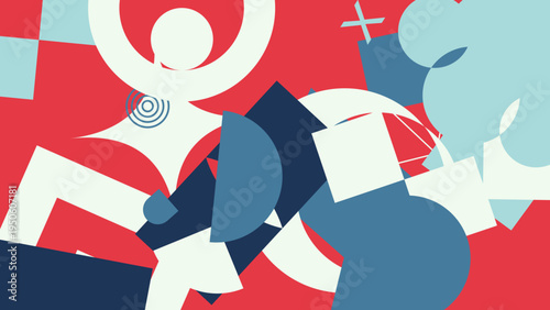 Abstract Composition with Figures in Red White and Blue vector background